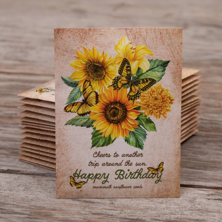 Bentley Seed Co. - Wholesale Birthday Card - Happy Birthday - Sunflower - Mammoth Sunflower Seed Packets