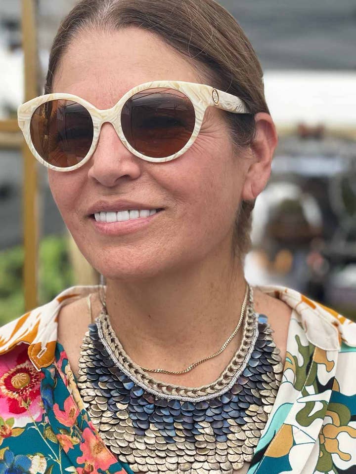 Nefertiti Medium - Navy & Silver Bubbles for wholesale by Maujh