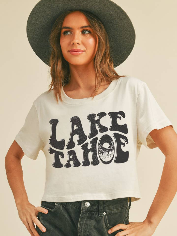 Lake Tahoe Short Crop Graphic T-Shirt for wholesale by Honestee