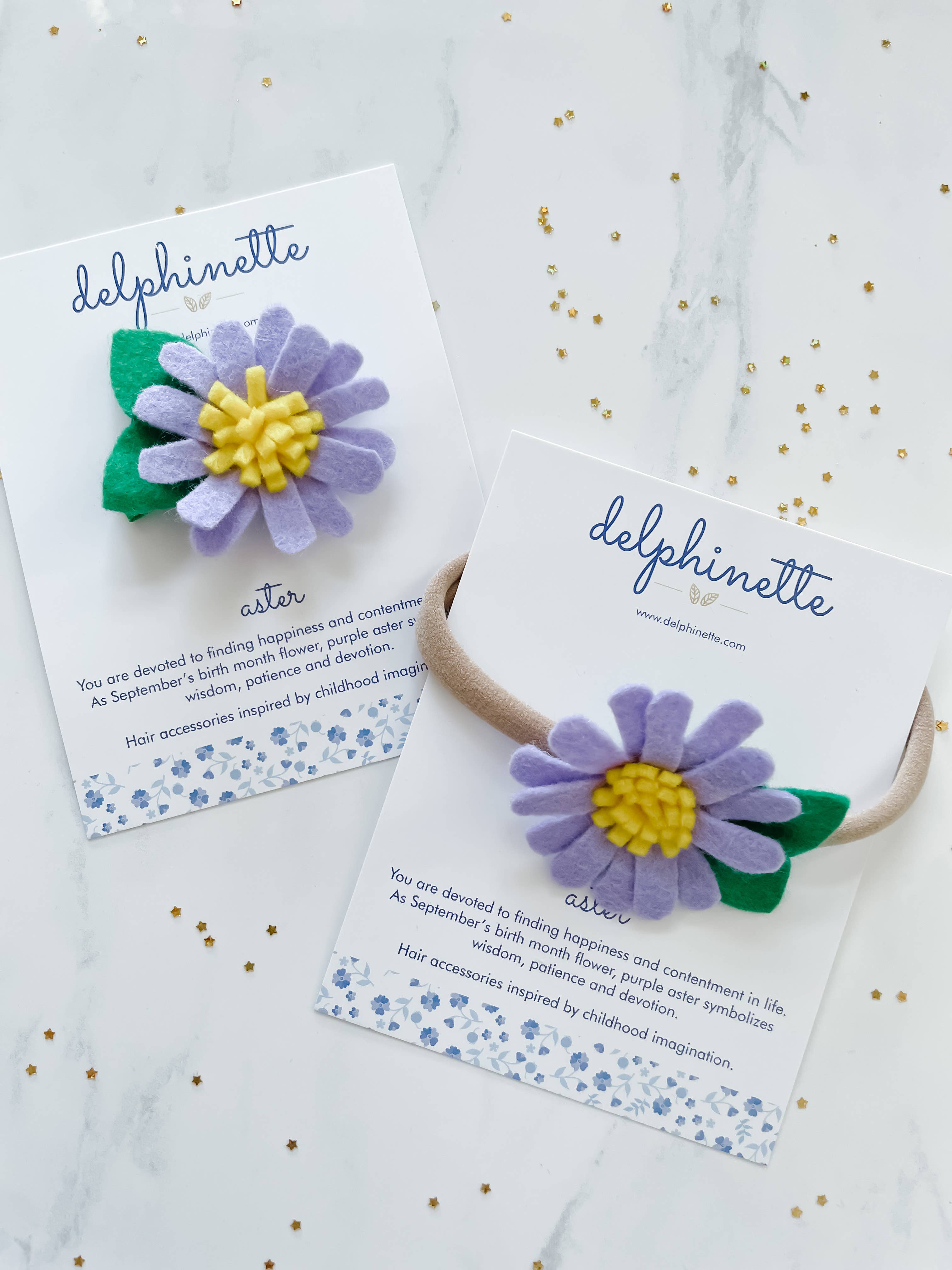 delphinette - Wholesale Hair Clip - Kids - Aster Hair Clip - September Birth Month Flower Gift3