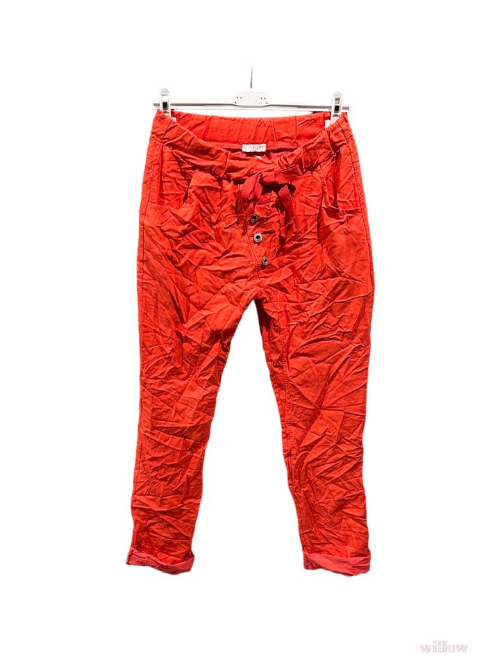 Orange Stretch button pants for wholesale on Faire0