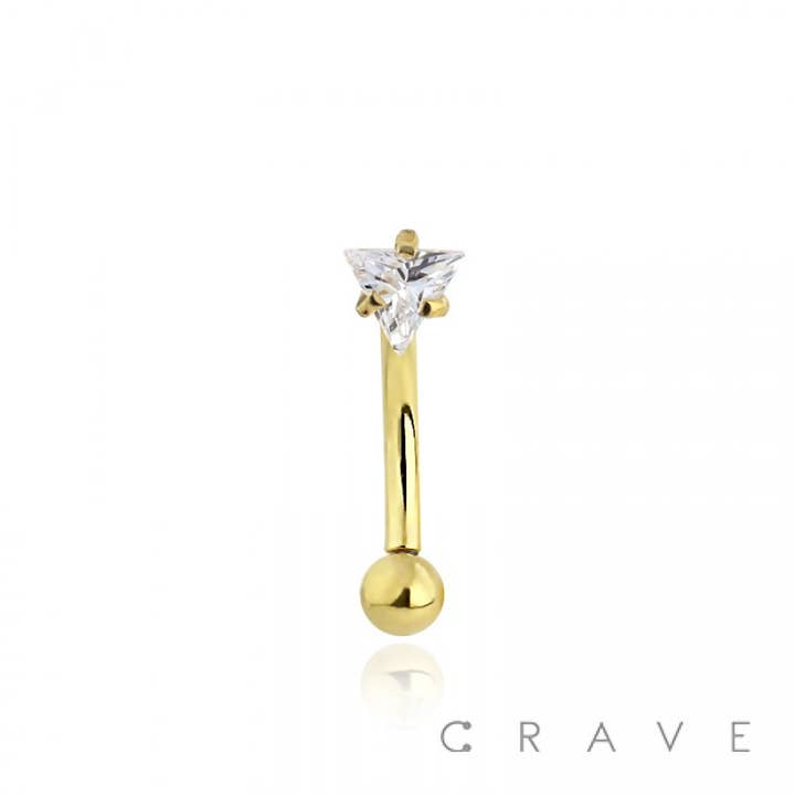 CRAVE BODY JEWELRY - Venta al por mayor Cadena para cara/cuerpo - 316L SS TRIÁNGULO CZ PUNTA CEJA ANILLO BARRA CURVA