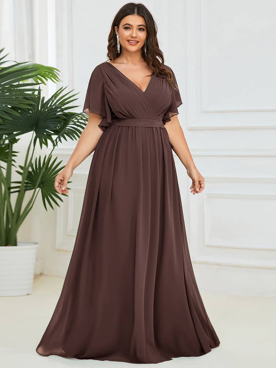Ever-Pretty - Vente Robe – femme - Robes de soirée à volants à manches courtes exclusives B2B32