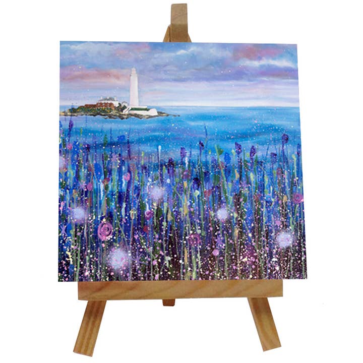 St Mary's Lighthouse Tile with Easel for wholesale by Emily Ward Art