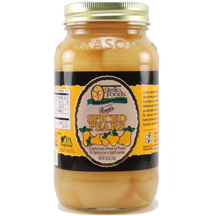 Stello Foods - Rosie's Spiced Pears 28 oz for wholesale by Stello Foods, Inc.