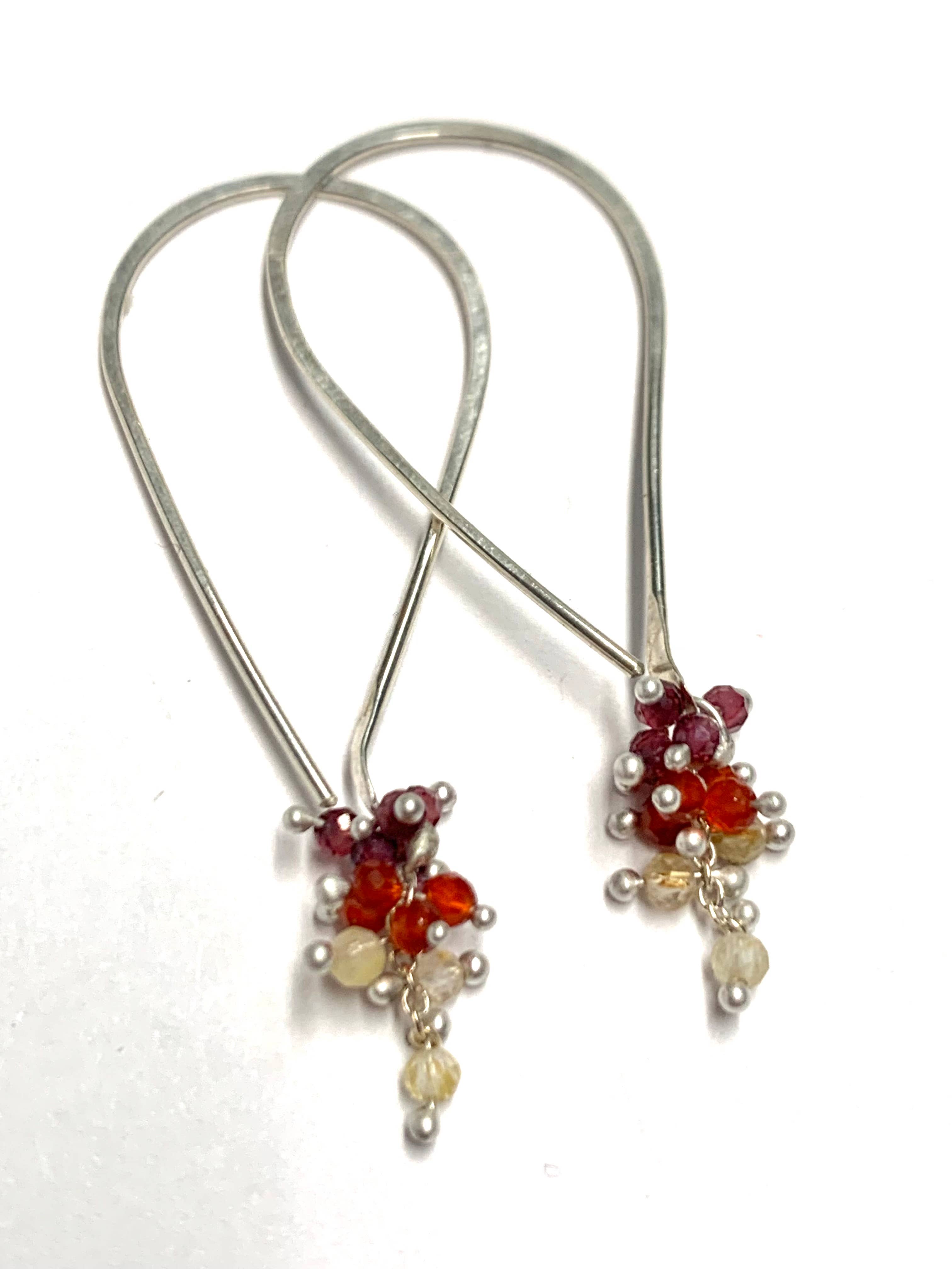 YedOmi Jewelry - Wholesale Hoop Earrings - XS Fire Tear Hoop Earrings in Citrine, Carnelian and Garnet6