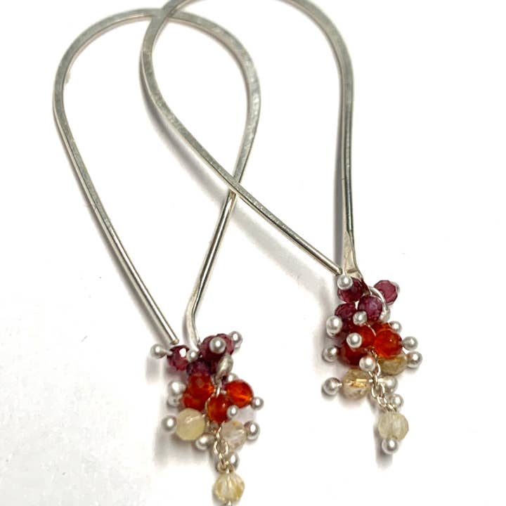 YedOmi Jewelry - Wholesale Hoop Earrings - XS Fire Tear Hoop Earrings in Citrine, Carnelian and Garnet6