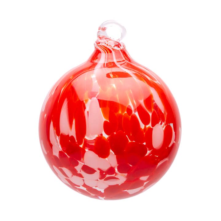 Christmas Bauble: Red and white for wholesale by The Glass House Wholesale Interiors Ltd.