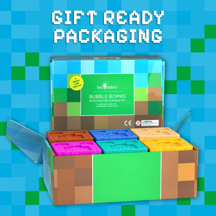 Two Sisters Spa - Wholesale Bath Bomb/Fizz - Block Builder TNT Bath Bombs for Kids with Surprise Toys Inside 6 Pack8