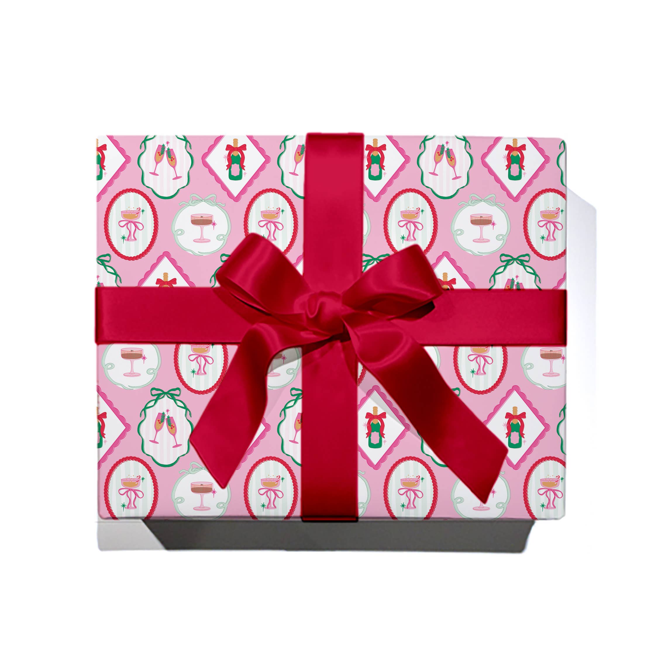 Rock Paper Scissors - Wholesale Flat Wrap - Pop Fizz Clink Christmas Cocktail Wrapping Paper Roll