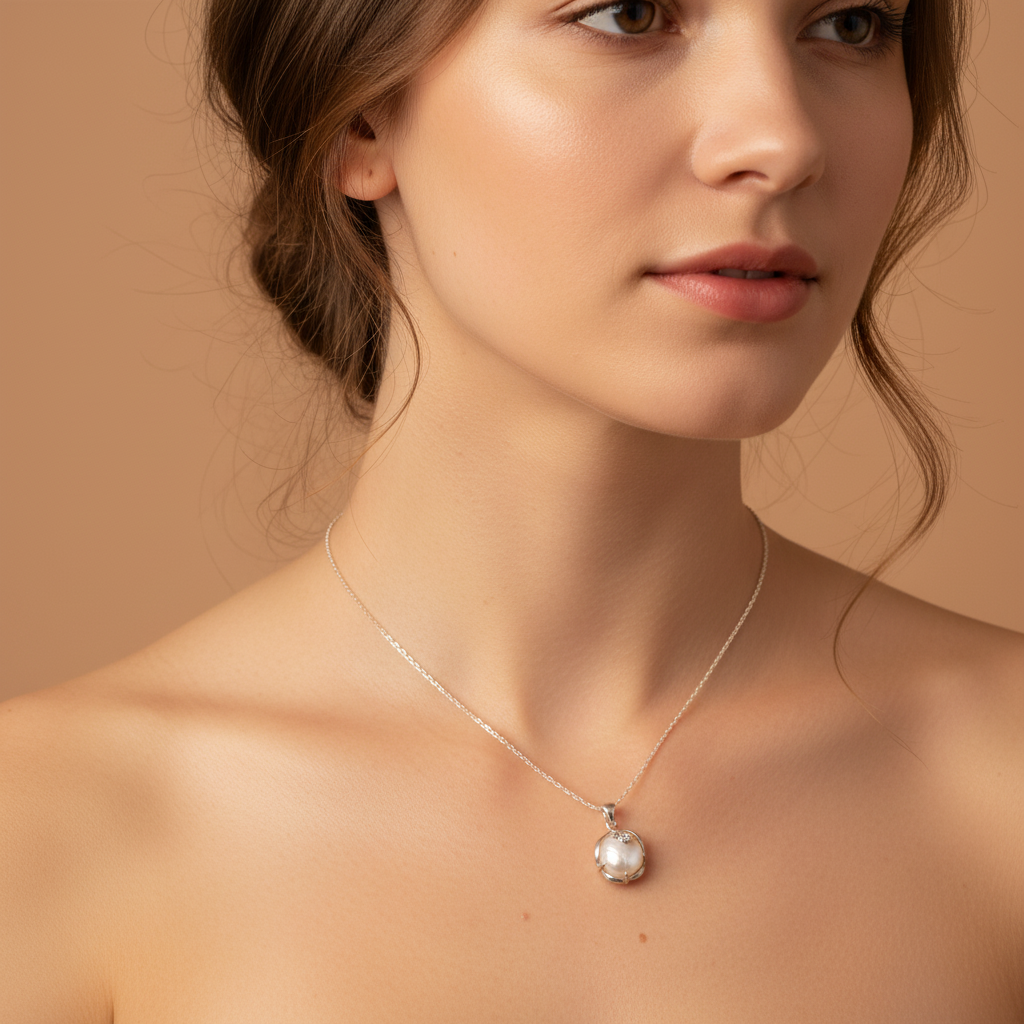 iBijoux - Vendita all'ingrosso Collana con ciondolo/pendaglio - Collana di Perle Coltivate d'Acqua Dolce (1N02)1