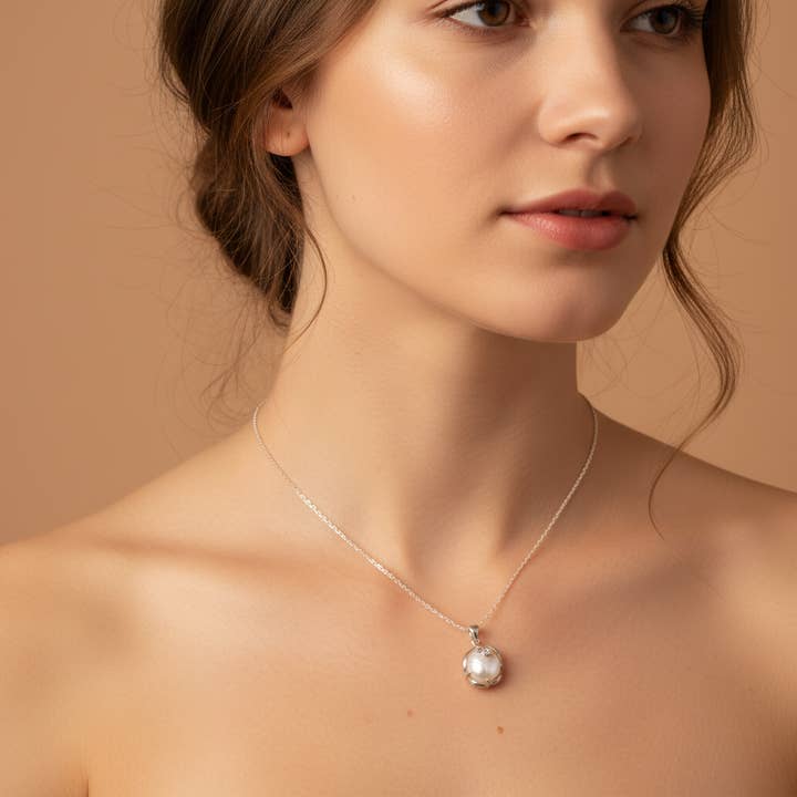 iBijoux - Vendita all'ingrosso Collana con ciondolo/pendaglio - Collana di Perle Coltivate d'Acqua Dolce (1N02)1