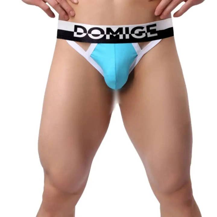 DomiGe - Wholesale Underwear - Men's - Men's Cotton Stretch Jockstraps with Silver Logo Waistband - Engineered Male Thongs9