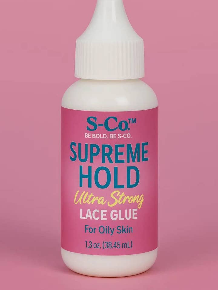 S-Co™ Supreme Hold – Ultra Strong Lace Glue for Oily Skin (Pink Bottle) for wholesale by FULLY RIGHT ON BEAUTY LLC