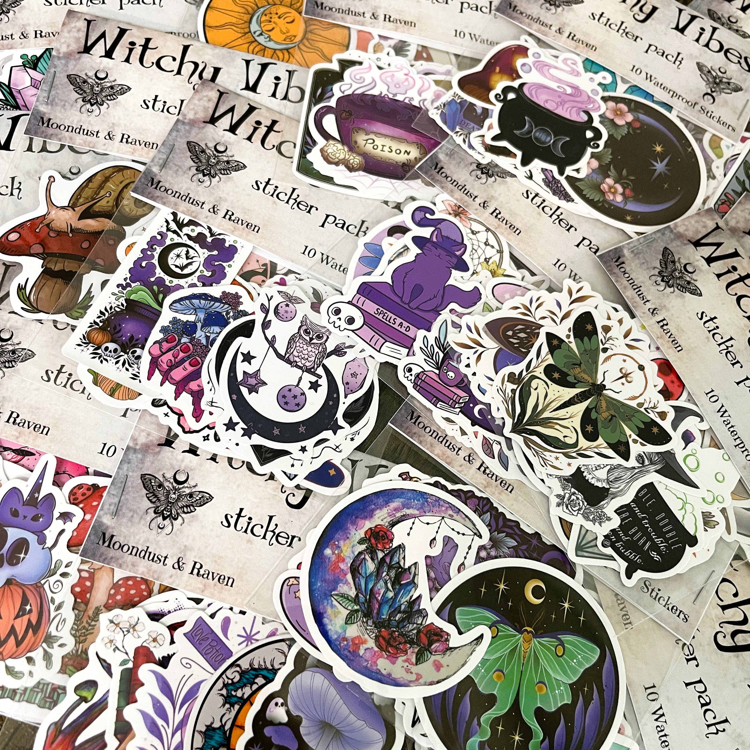 Moondust and Raven - Wholesale Sticker - Witchy Vibes Sticker Packs, Waterproof Witchy Stickers1