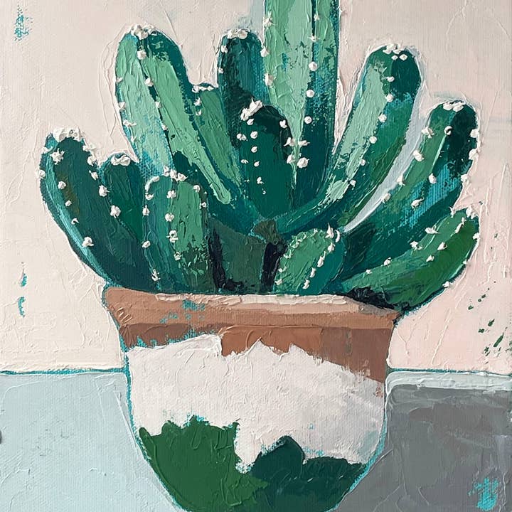 Optimisten – Originalt Kaktusmaleri i Olie for engroshandel hos Ray Of Light