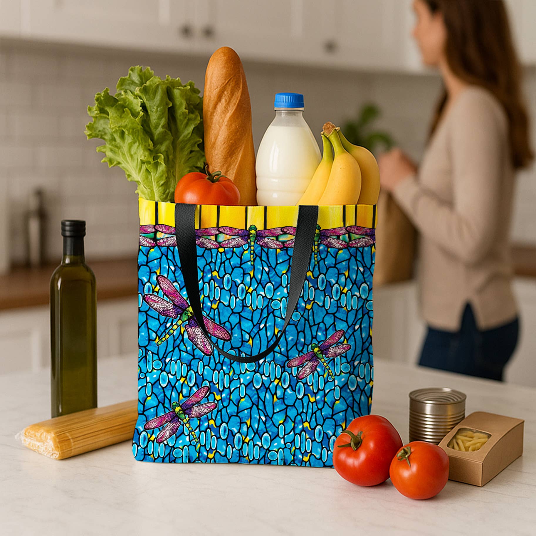 RainCaper - Wholesale Tote Bag - Women's - Canvas Magazine Tote Bag - Tiffany "Dragonfly"6