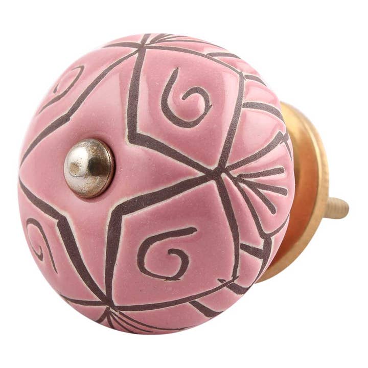 Blomknoppar för låda Keramiska Rosa Designerhandtag för wholesale av Daana Paani LLC