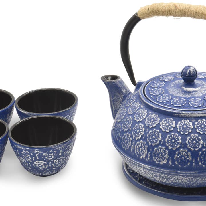 1.0 Liter Enamel Coated Cast Iron Sakura Blossom Teapot Set for wholesale by Best-Z Trading Inc.