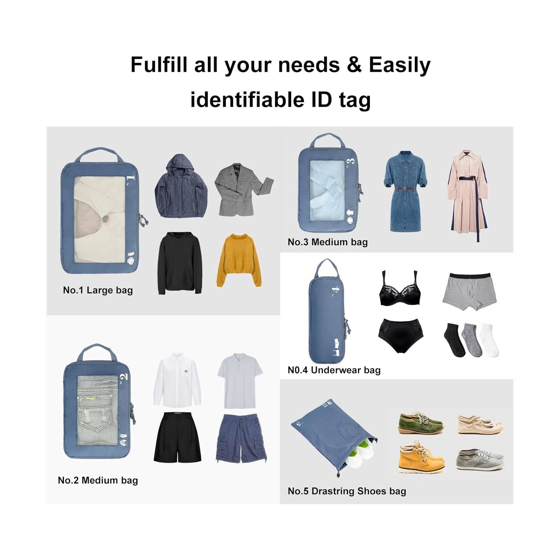 NARWEY INC - Wholesale Packing Cube - 5 Set Compression Packing Cubes for Suitcases Organiser Bags16