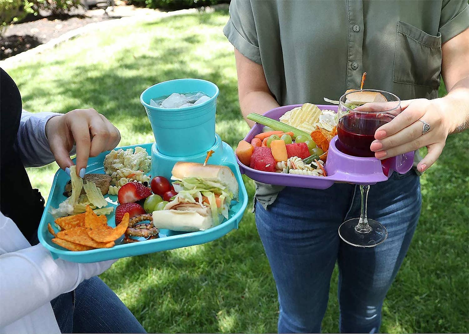 Fancy Panz - Wholesale Disposable Plate - Reusable Party Plates w/ Beverage Holder - Set of 4 - Aqua6