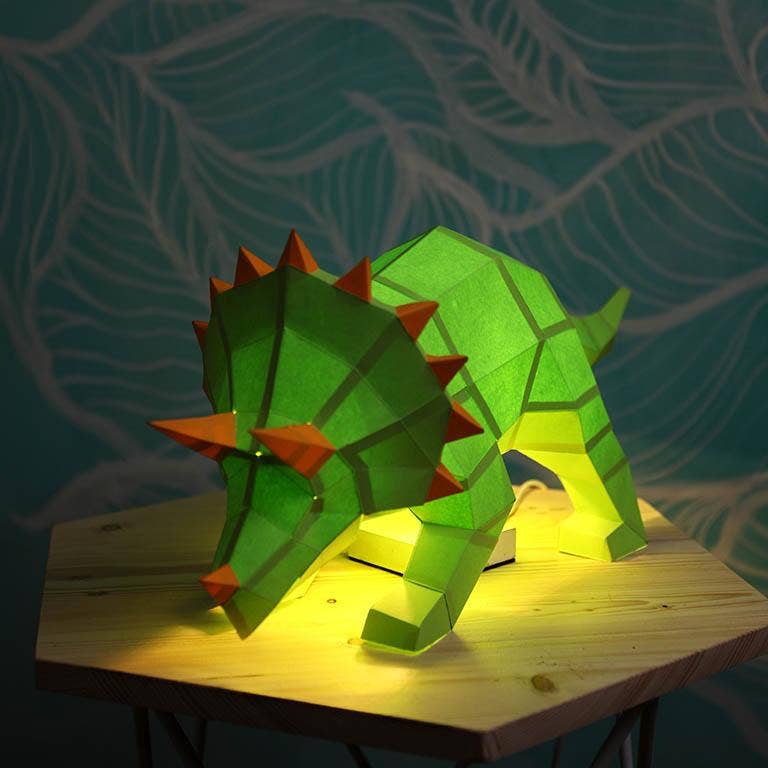 PAPERCRAFT WORLD - Vendita all'ingrosso Kit per lavoretti fai da te - Triceratops, modello di origami 3D PaperCraft, lampada a forma di animale6