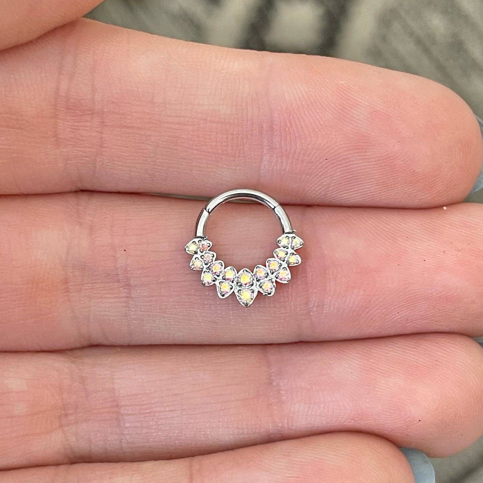 Elara Body Jewelry - Wholesale Nose Ring - Silver Septum Piercing (16G | 8mm or 10mm | Surgical Steel | Multiple Color Options)0