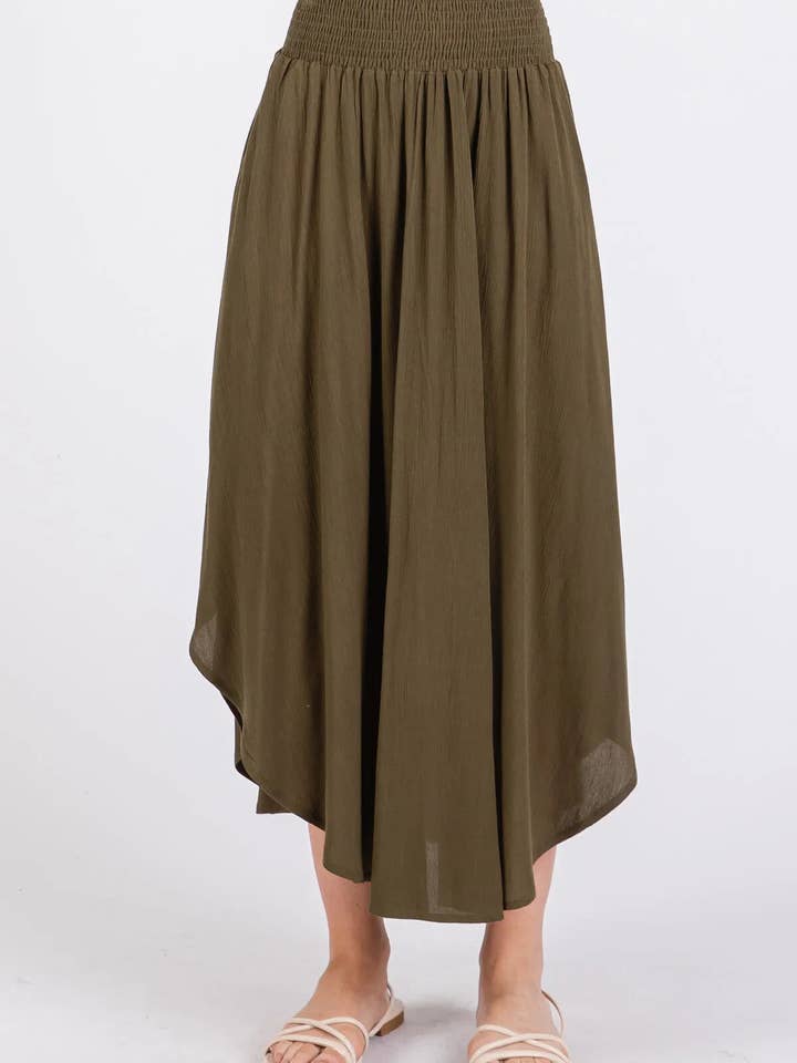 Smocked Waist Flowy Skirt - VNS16762 for wholesale by Final Touch