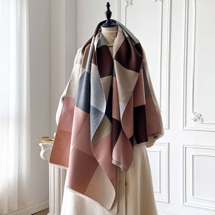 Funkyrel® Atzbranding Limited - Wholesale Scarf – Women's - Scarvii – Classic Plaid Winter Scarf8