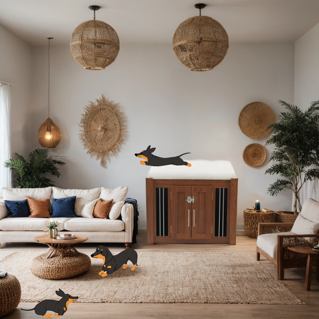 39F Inc. - Wholesale Ottoman - 2-in-1 Dog Crate & End Bench with Padded Seat, Walnut2