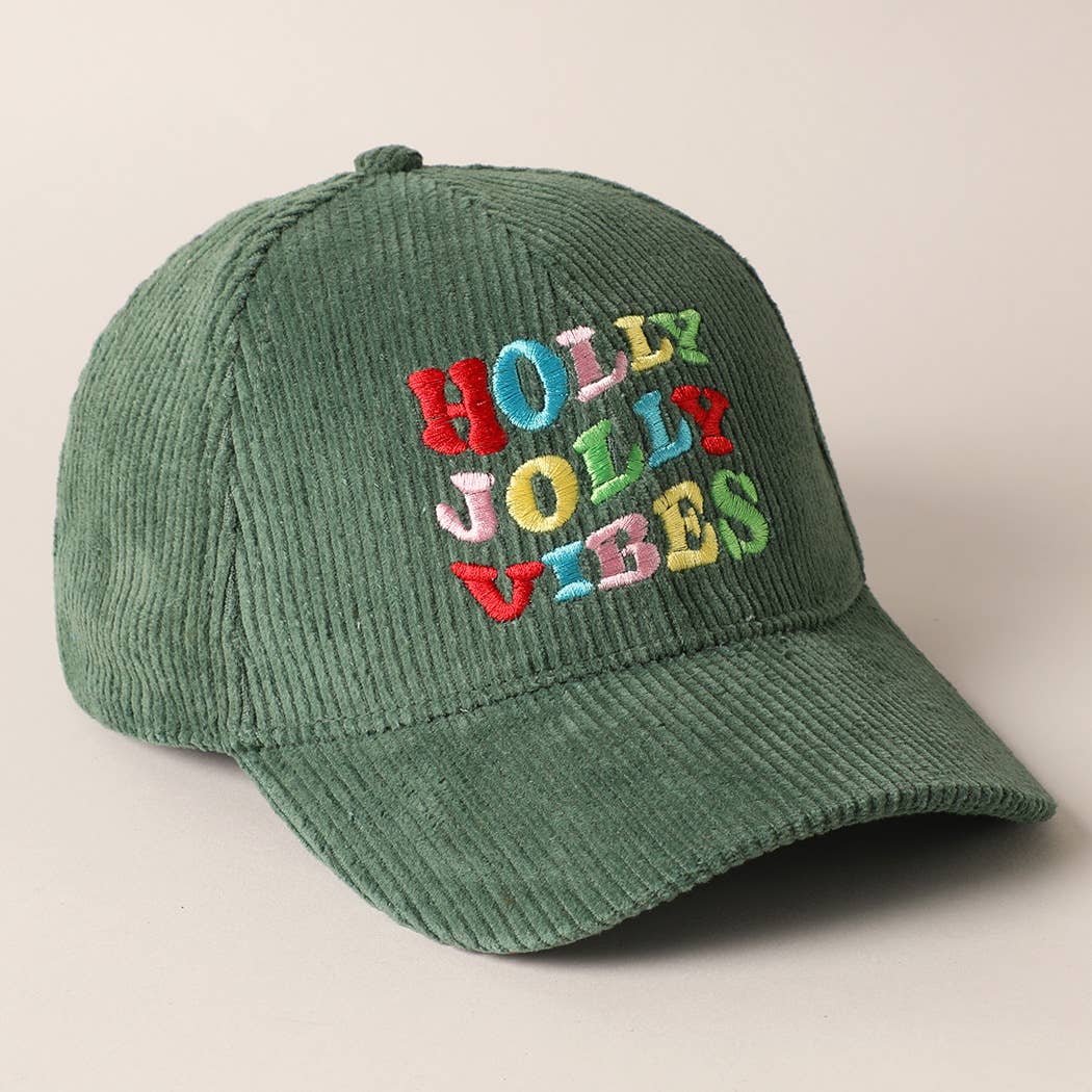 Fashion City - Wholesale Baseball Cap - Women's - Holly Jolly Vibes Embroidery Corduroy Cap18