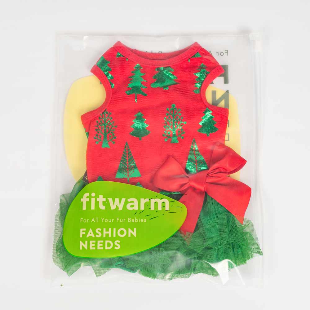 Red Christmas Tree Dog Tutu Dress for wholesale on Faire7