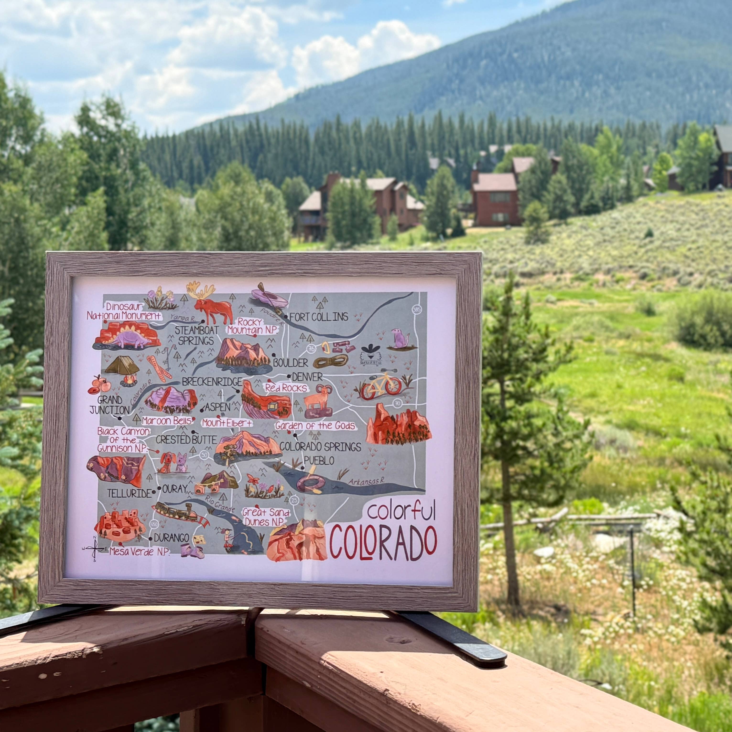 Quirks of Art co. - Wholesale Art Print - Colorful Colorado Map Illustrated Prints3