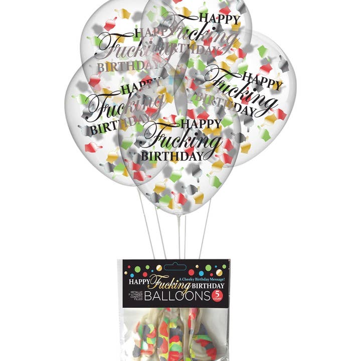Little Genie Productions - Wholesale Balloon - Happy Fucking Birthday FU Finger Confetti Balloons