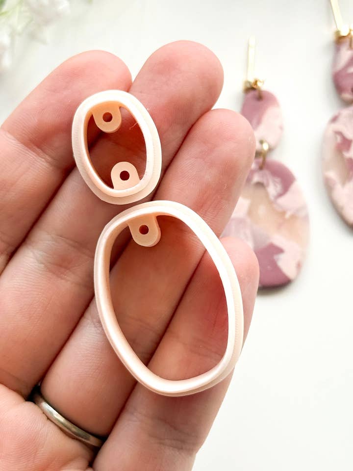 Juego Dúo Ovalado Cortadores de Arcilla Polimérica con Guías de Taladro PCC1690 para venta al por mayor de Tera Clay