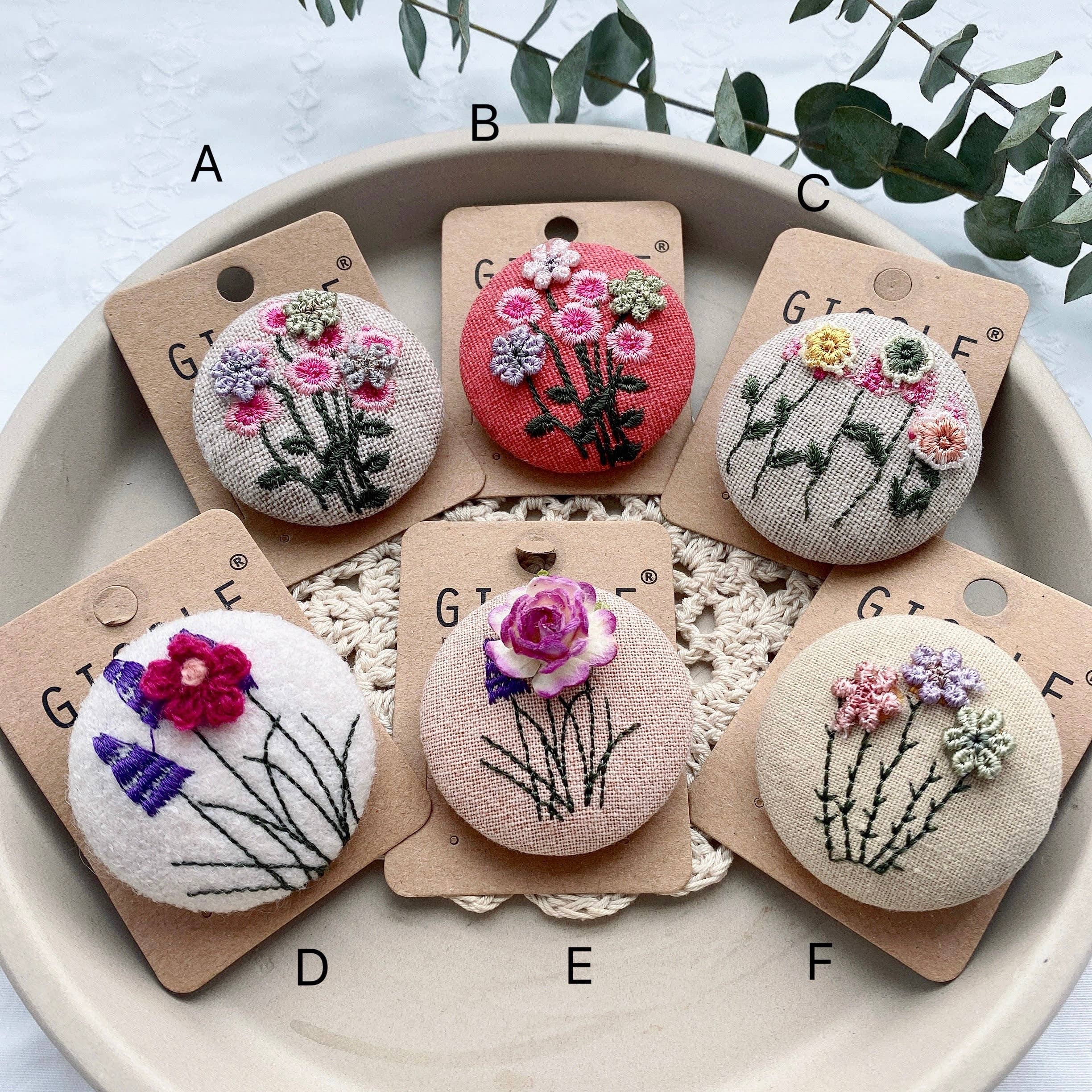 Giggle with Love – wholesale Brooch – Floral Embroidery Brooch Pin| Handmade Girl Embroidered Pin |Party Coat Jacket Brooch Pin| Small Floral Scarf Pin|3d Flower Brooch Pins9