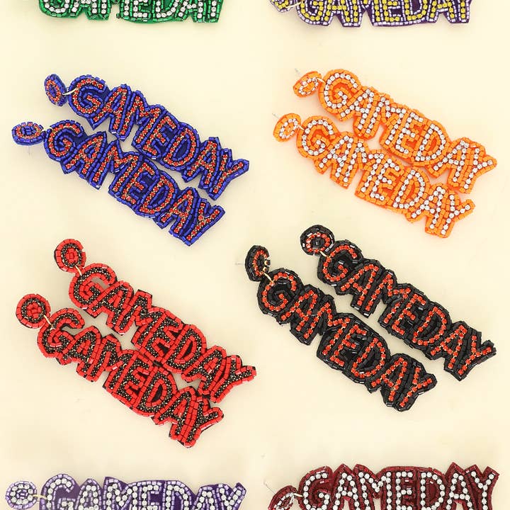 Game Day Letter Beaded Rhinestone Post Earrings for wholesale by SP Sophia Collection