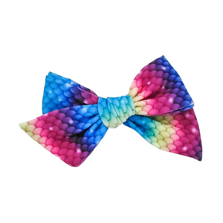 Layla Hair Bow | Hand-Tied Bow | Rainbow Mermaid Swim for wholesale by Caylee & Co