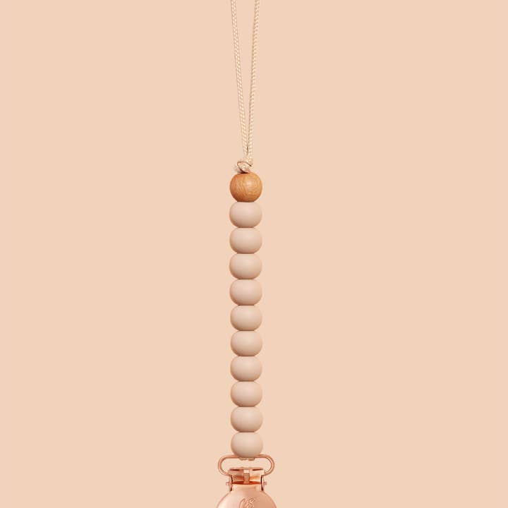 Sienna Designs Co – wholesale Pacifier clip – Baby – Sienna Oatmeal Dummy Clip in Rose Gold