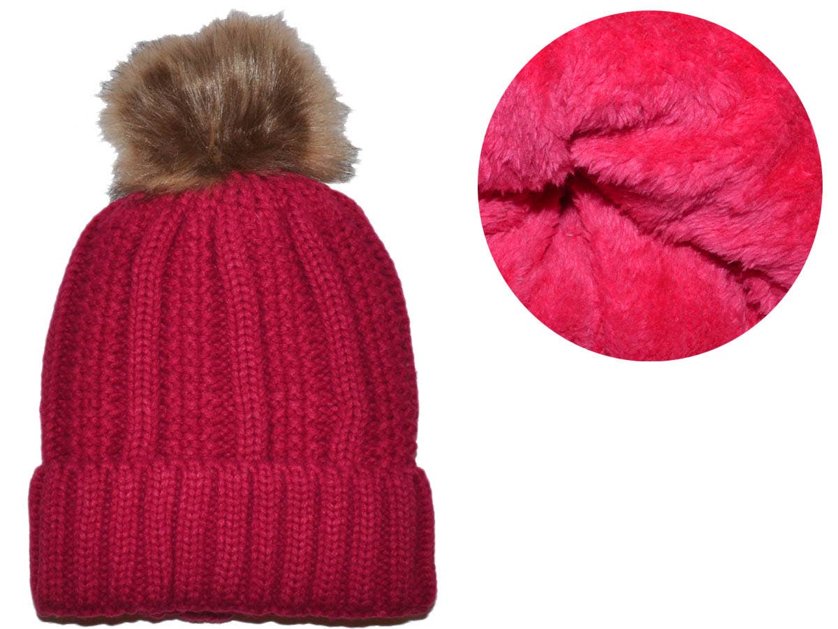 Buck Wholesale - Wholesale Beanie - Women's - Winter Beanie with Removable Raccoon Fur Pom-Pom13