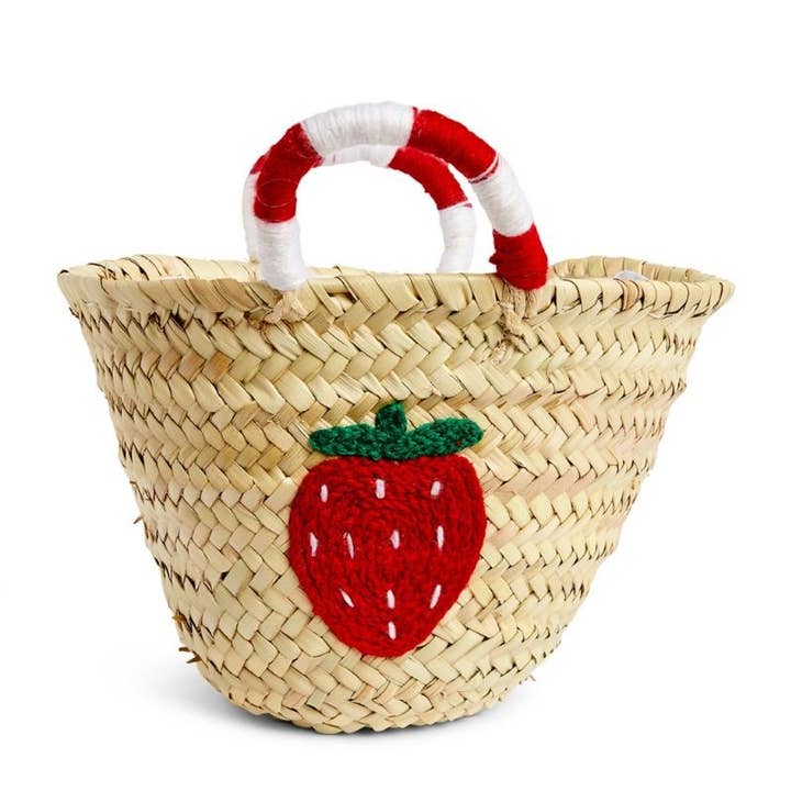 Handwoven Straw Tote with Crochet Strawberry – Summer Bag for wholesale by craftberber
