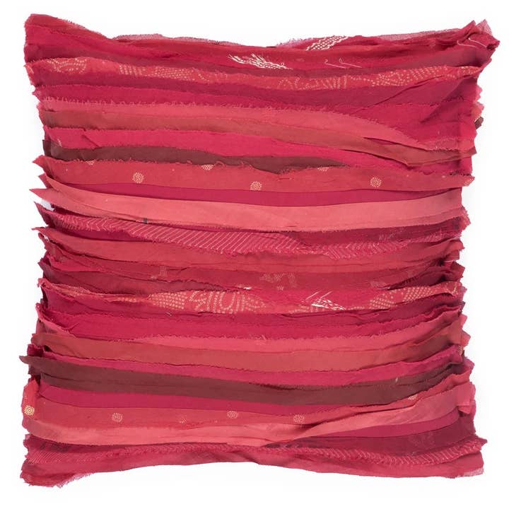Cojín de Rayas Onduladas Rojas para venta al por mayor de Maison Mieko