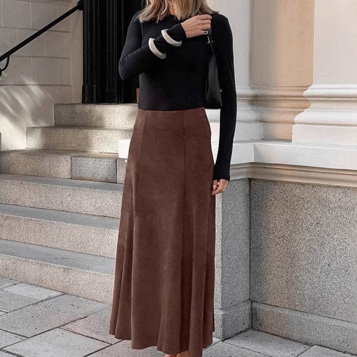 Marayn - Wholesale Skirt - Women's - Vintage Brown Knit Midi Skirt Chic Fall Style18