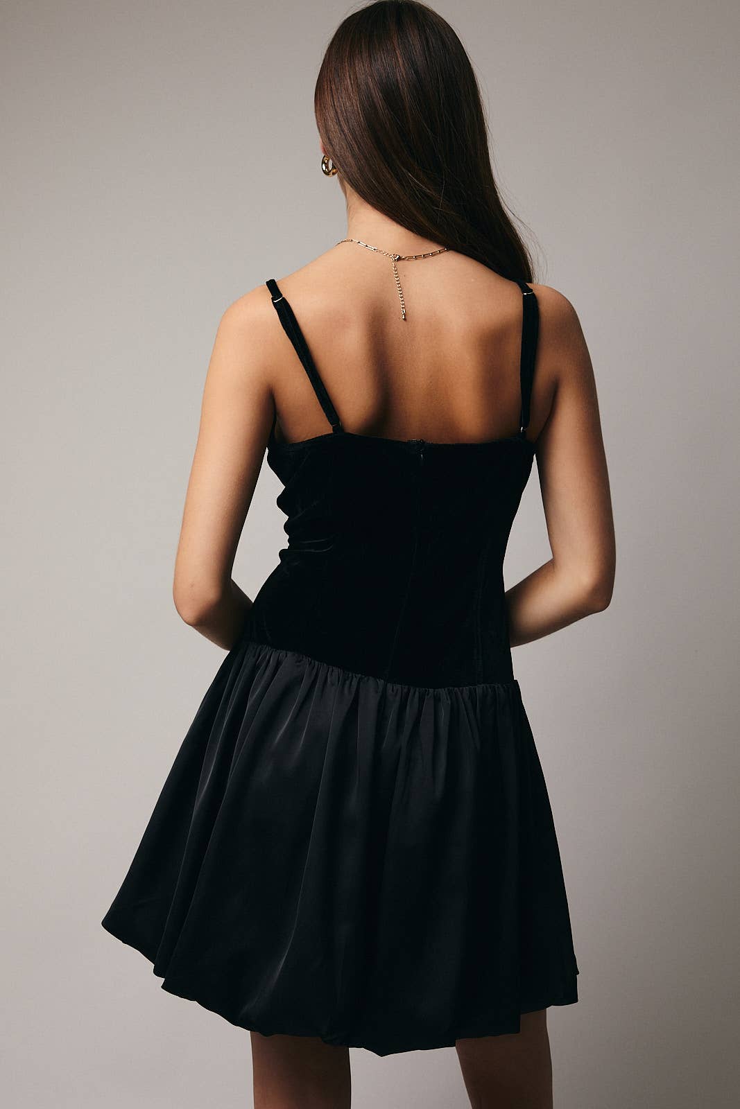 Black SLEEVELESS DROP WAIST BUBBLE HEM DRESS for wholesale on Faire3