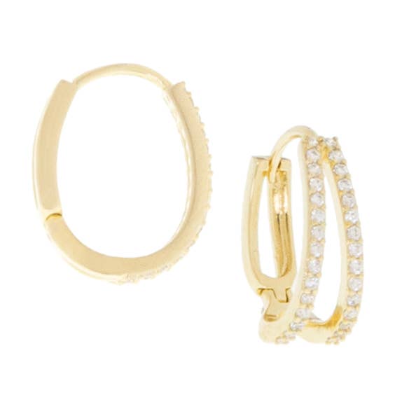 double pave elongated huggie for wholesale by Marlyn Schiff