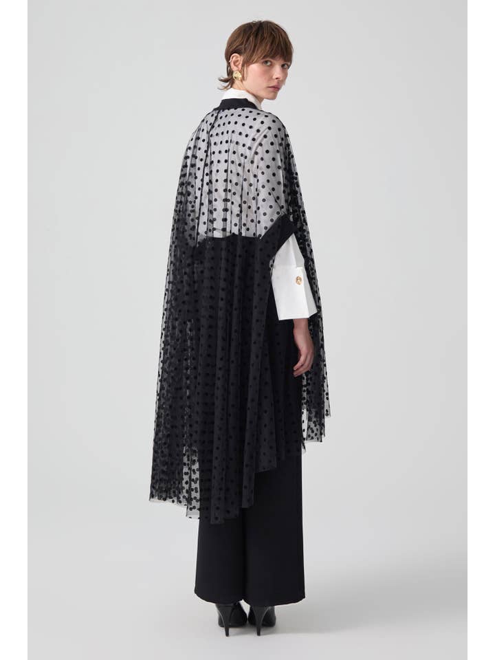 Black POLKA DOT TULLE PONCHO for wholesale on Faire