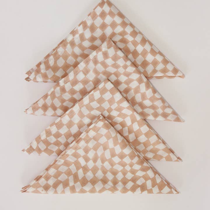 Sustainable Table Napkin (Set of 4)- Peach and White for wholesale by Casa Amarosa