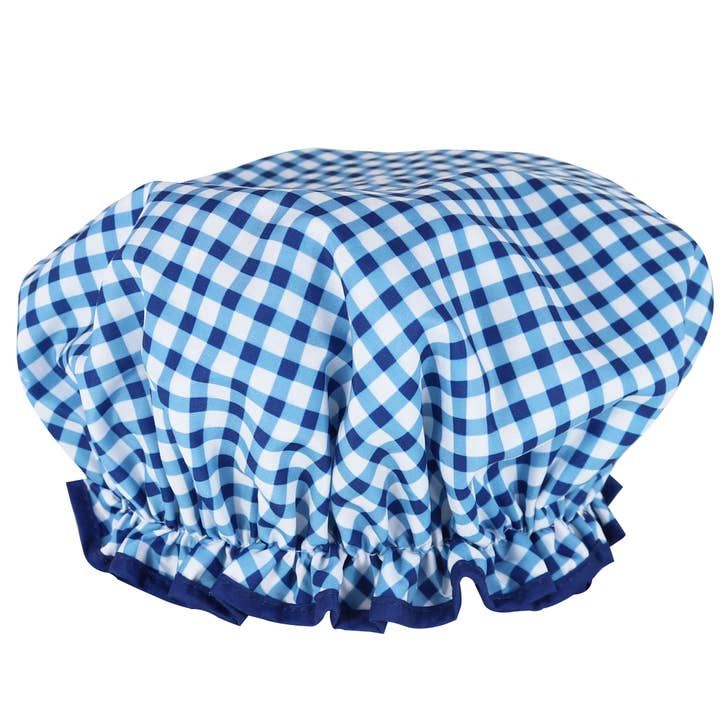 WS Shower Cap Navy Gingham for wholesale by Wicked Sista Accessories