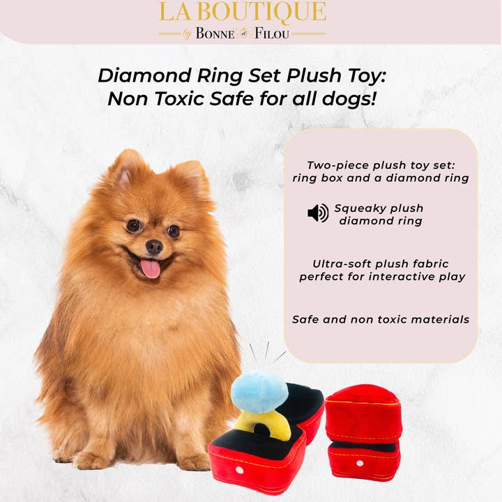 Bonne et Filou - Wholesale Pet squeaky toy – Dog - Diamond Engagement Ring Set Dog Plush Toy7