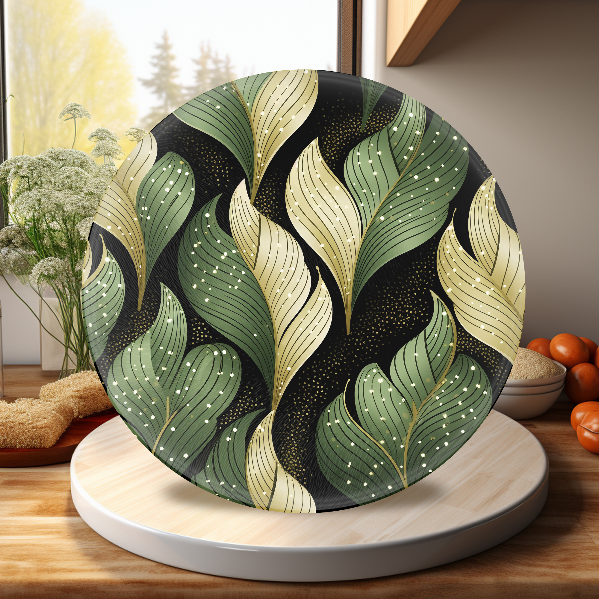 Fernville Creations - Wholesale Cutting Board - Abstract Leaves, Tempered Glass, Charcuterie Board9